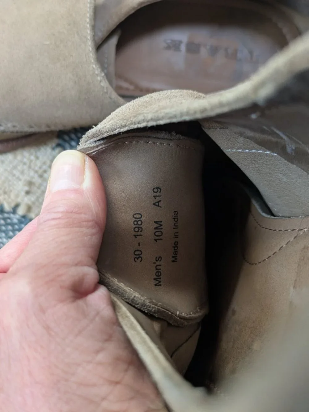 Trask taupe suede double monk strap wingtip shoes Size 10 Men's.